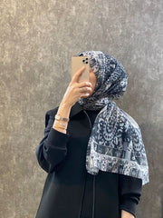 Etro Etnik Desen Pamuk Soft Şal - 852085 - siyah/beyaz - Organic ScarfsOrganic Scarfs