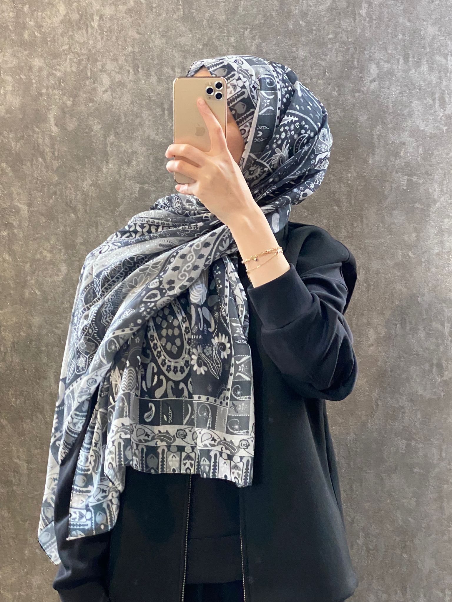 Etro Etnik Desen Pamuk Soft Şal - 852085 - siyah - Organic ScarfsOrganic Scarfs