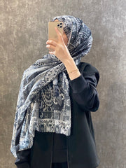 Etro Etnik Desen Pamuk Soft Şal - 852085 - siyah - Organic ScarfsOrganic Scarfs