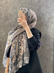 Etro Etnik Desen Pamuk Soft Şal - 852085 - sütlü kahve - Organic ScarfsOrganic Scarfs