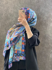 Etro Etnik Desen Pamuk Soft Şal - 852085 - turkuaz - Organic ScarfsOrganic Scarfs