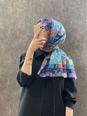 Etro Etnik Desen Pamuk Soft Şal - 852085 - turkuaz - Organic ScarfsOrganic Scarfs