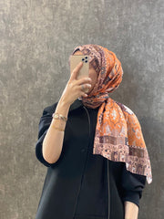 Etro Etnik Desen Pamuk Soft Şal - 852085 - turuncu - Organic ScarfsOrganic Scarfs