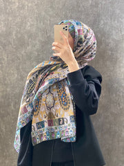Etro Etnik Desen Pamuk Soft Şal - 852085 - vizon - Organic ScarfsOrganic Scarfs