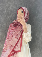 Etro Marka Yeni Sezon İthal Etnik Desen Vual İpek Şal - Bordo - Organic ScarfsOrganic Scarfs