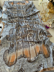 Etro Marka Yeni Sezon İthal Etnik Desen Vual İpek Şal - Hardal - Organic ScarfsOrganic Scarfs