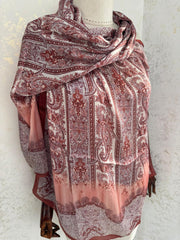 Etro Marka Yeni Sezon İthal Etnik Desen Vual İpek Şal - Kırmızı - Organic ScarfsOrganic Scarfs