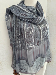 Etro Marka Yeni Sezon İthal Etnik Desen Vual İpek Şal - Mocha - Organic ScarfsOrganic Scarfs