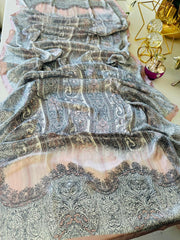 Etro Marka Yeni Sezon İthal Etnik Desen Vual İpek Şal - Pudra - Organic ScarfsOrganic Scarfs