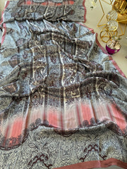 Etro Marka Yeni Sezon İthal Etnik Desen Vual İpek Şal - Vişne - Organic ScarfsOrganic Scarfs