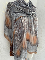 Etro Marka Yeni Sezon İthal Etnik Desen Vual İpek Şal - Vizon - Organic ScarfsOrganic Scarfs