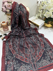 Etro Pamuk İpek Şal 52340 - Bordo - Organic ScarfsOrganic Scarfs