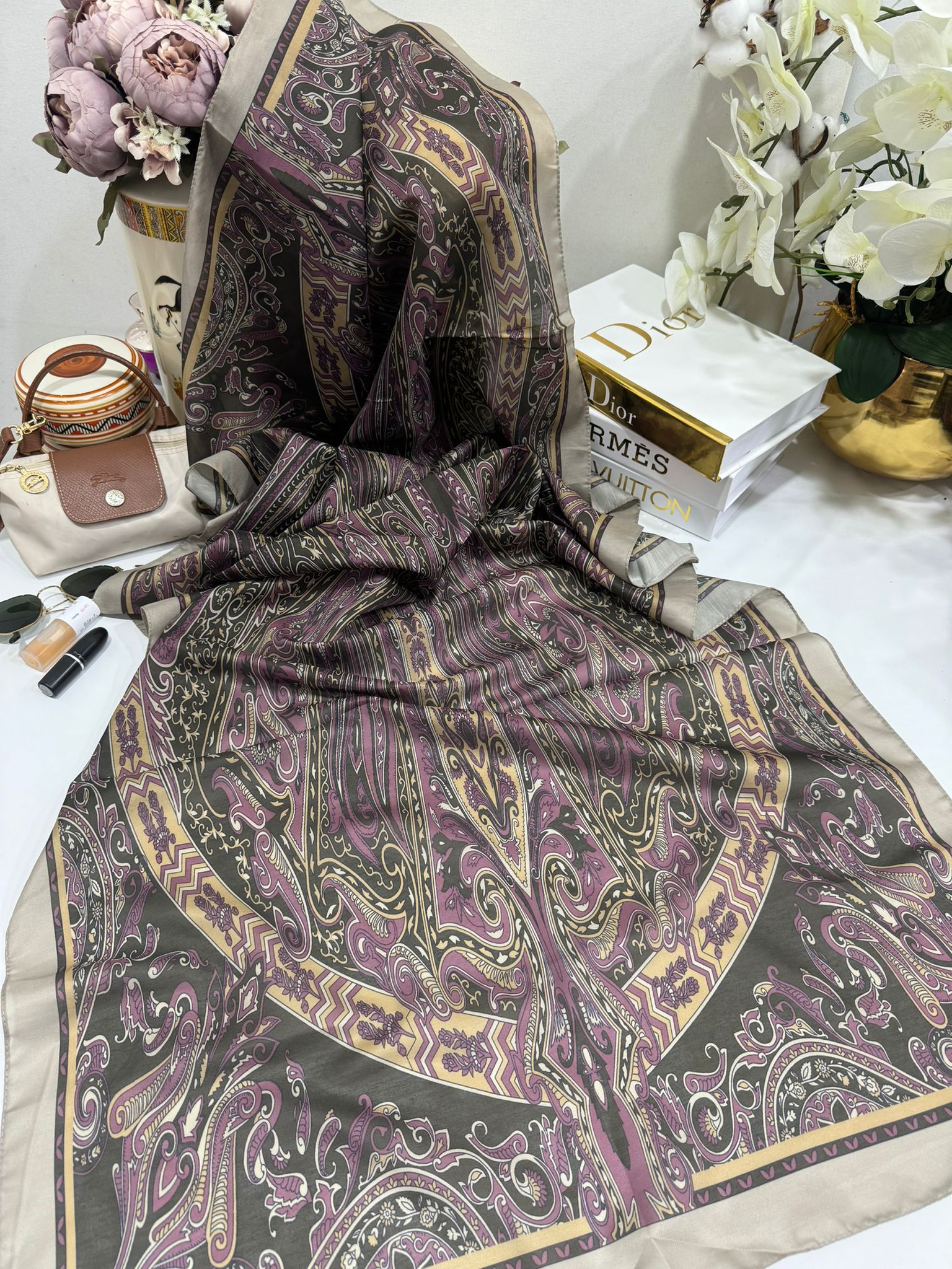 Etro Pamuk İpek Şal 52340 - Mocha - Organic ScarfsOrganic Scarfs
