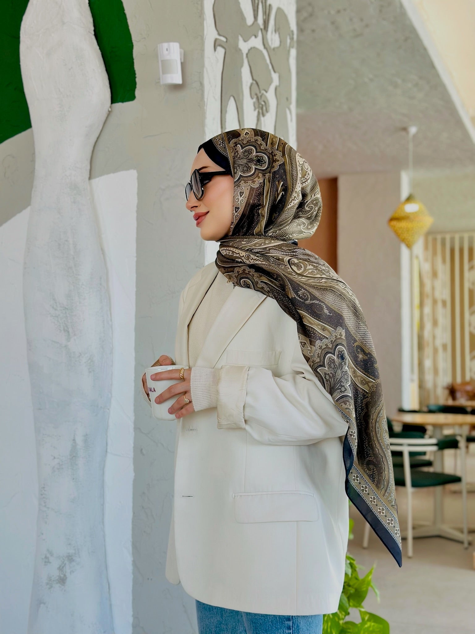 Etro Pamuk İpek Şal - 987654 Asker Yeşili - Organic ScarfsOrganic Scarfs