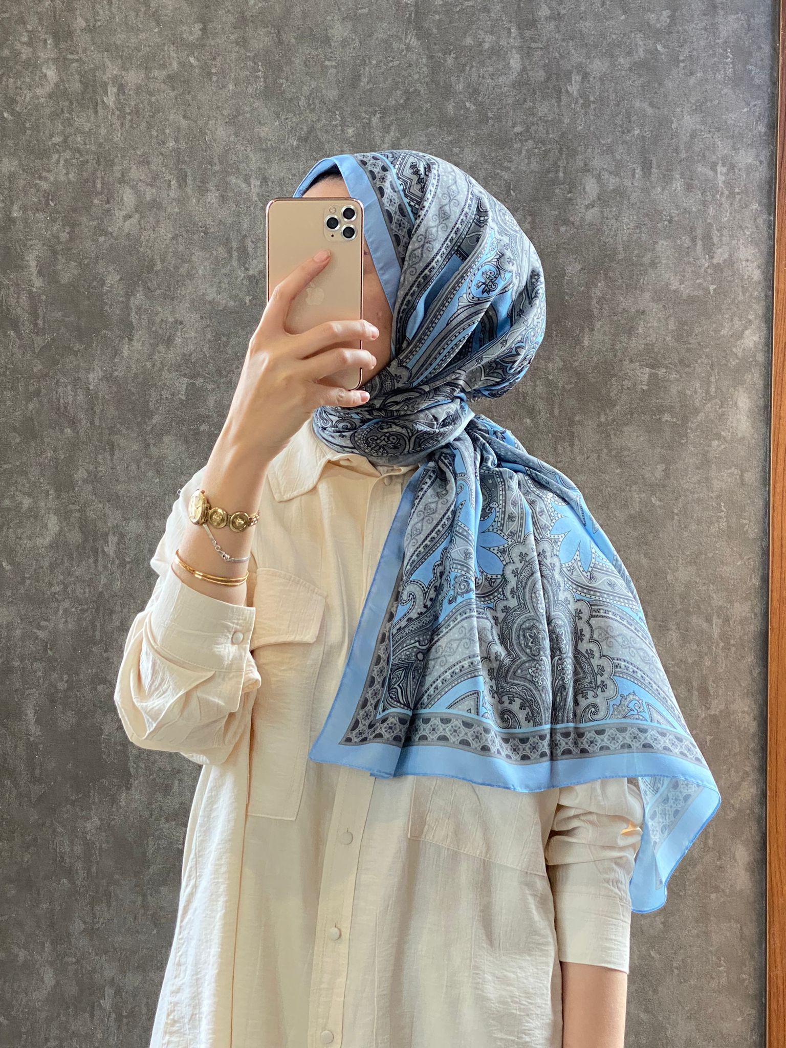 Etro Pamuk İpek Şal - 987654 BEBEK MAVİSİ - Organic ScarfsOrganic Scarfs