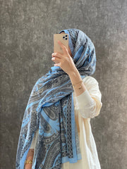 Etro Pamuk İpek Şal - 987654 BEBEK MAVİSİ - Organic ScarfsOrganic Scarfs