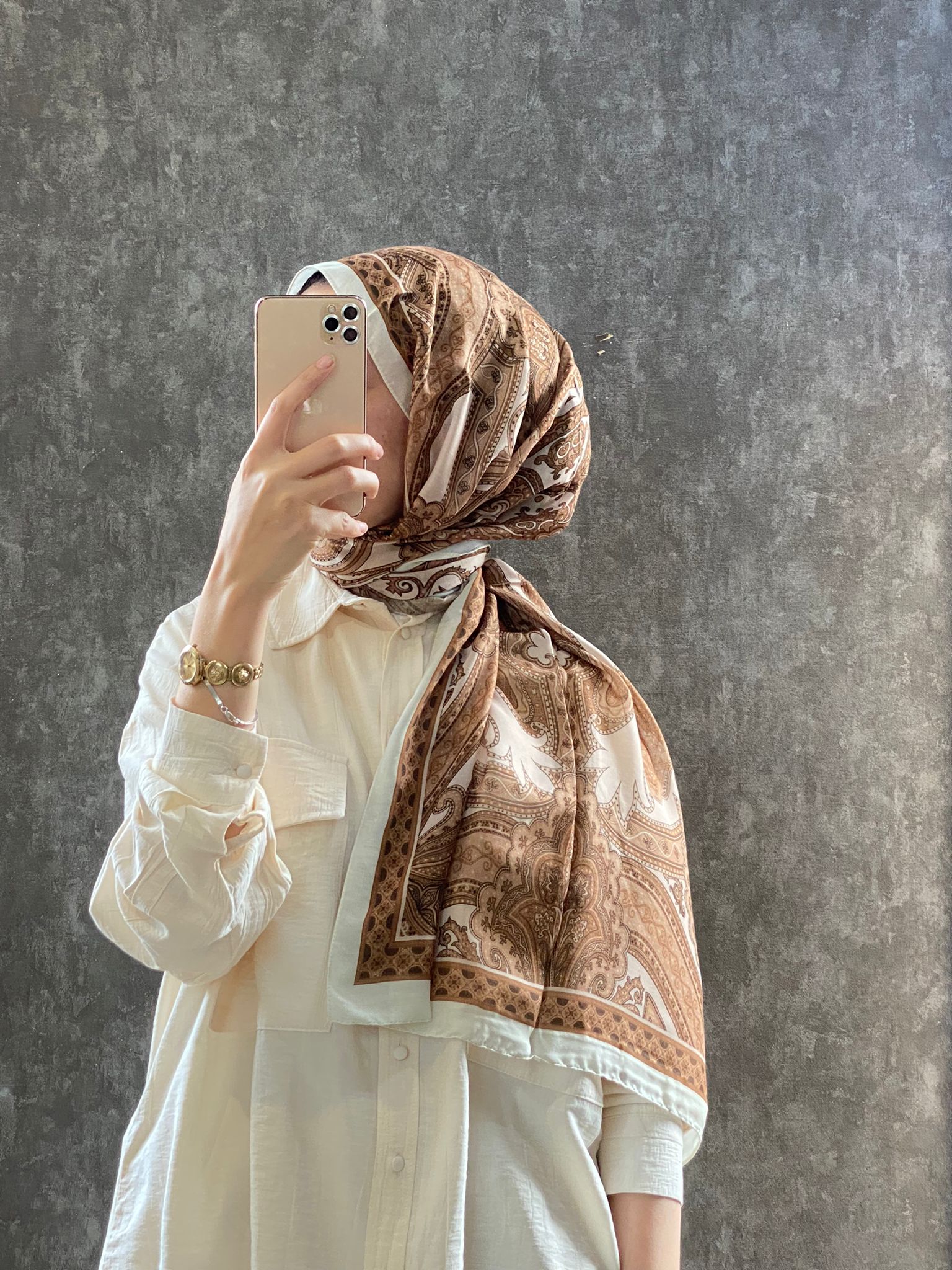 Etro Pamuk İpek Şal - 987654 KARAMEL/EKRU - Organic ScarfsOrganic Scarfs