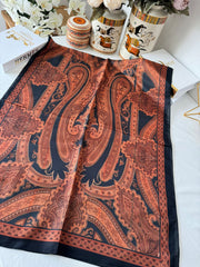 Etro Pamuk İpek Şal - 987654 KİREMİT/SİYAH - Organic ScarfsOrganic Scarfs