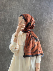 Etro Pamuk İpek Şal - 987654 KİREMİT/SİYAH - Organic ScarfsOrganic Scarfs