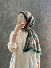 Etro Pamuk İpek Şal 987654 / KOYU YEŞİL/VİZON - Organic ScarfsOrganic Scarfs