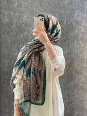 Etro Pamuk İpek Şal 987654 / KOYU YEŞİL/VİZON - Organic ScarfsOrganic Scarfs