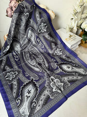 Etro Pamuk İpek Şal - 987654 Morcivert - Organic ScarfsOrganic Scarfs