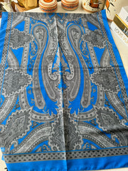 Etro Pamuk İpek Şal - 987654 SAKS /GRİ - Organic ScarfsOrganic Scarfs