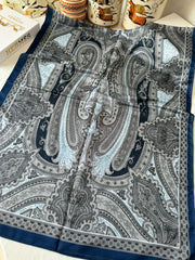 Etro Pamuk İpek Şal - 987654 SAKS/GRİ - Organic ScarfsOrganic Scarfs