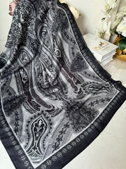 Etro Pamuk İpek Şal - 987654 Siyah/Beyaz - Organic ScarfsOrganic Scarfs