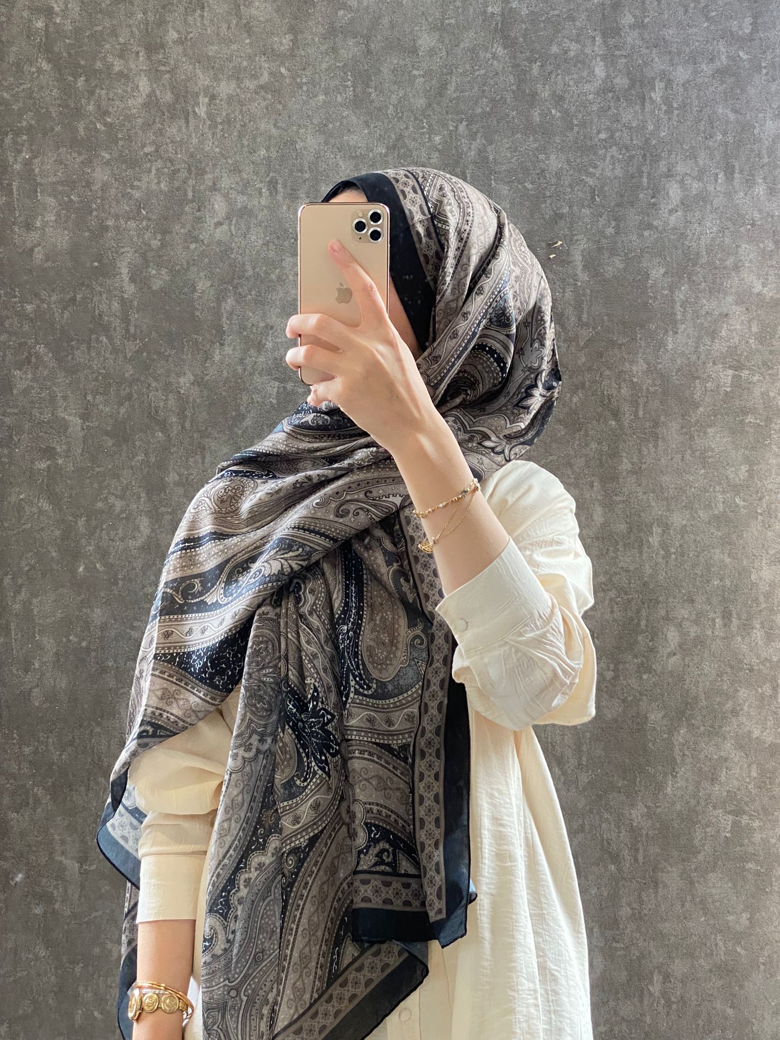Etro Pamuk İpek Şal - 987654 SİYAH/VİZON - Organic ScarfsOrganic Scarfs
