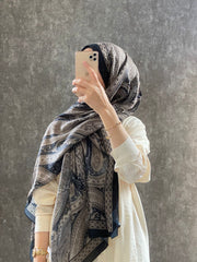 Etro Pamuk İpek Şal - 987654 SİYAH/VİZON - Organic ScarfsOrganic Scarfs