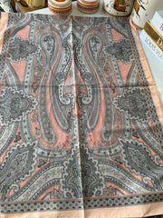 Etro Pamuk İpek Şal - 987654 SOMON/GRİ - Organic ScarfsOrganic Scarfs