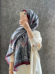 Etro Pamuk İpek Şal - 987654 VİŞNE/GRİ - Organic ScarfsOrganic Scarfs