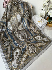 Etro Pamuk İpek Şal - 987654 Vizon/Gri - Organic ScarfsOrganic Scarfs