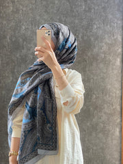 Etro Pamuk İpek Şal - 987654 VİZON/MAVİ - Organic ScarfsOrganic Scarfs
