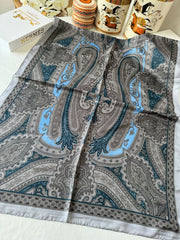 Etro Pamuk İpek Şal - 987654 VİZON/MAVİ - Organic ScarfsOrganic Scarfs