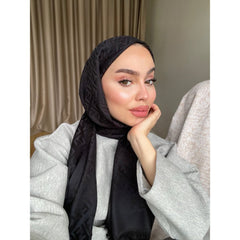 F Desenli İpek Kaşmir Çift Taraflı Şal 78001 - Siyah - Organic ScarfsOrganic Scarfs