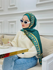 Fendi Çift Taraflı Vual İpek Şal 11143 - Zümrüt - Organic ScarfsOrganic Scarfs