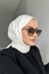 G Desenli İpek Kaşmir Çift Taraflı Şal - Ekru - Organic ScarfsOrganic Scarfs