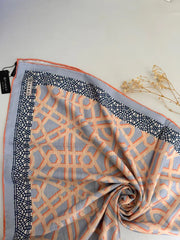 Geometrik Desen Vakko Twill Eşarp 77008 - Lila - Organic ScarfsOrganic Scarfs