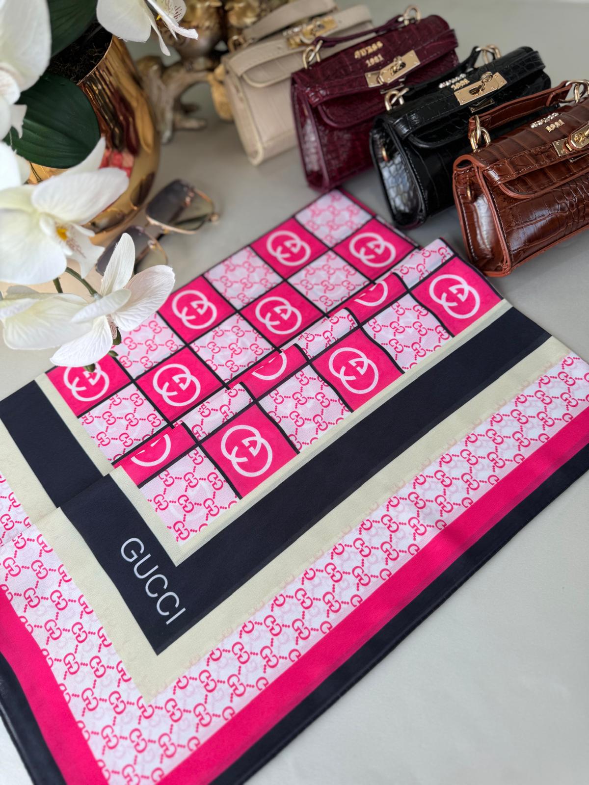 Gucci Krep İpek Eşarp 44125 - Fuşya - Organic ScarfsOrganic Scarfs