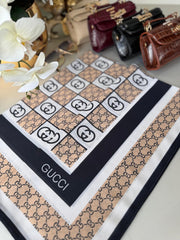 Gucci Krep İpek Eşarp 44125 - Krem - Organic ScarfsOrganic Scarfs