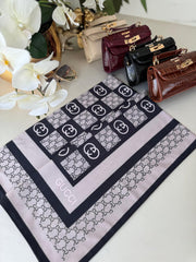 Gucci Krep İpek Eşarp 44125 - Lacivert/Pudra - Organic ScarfsOrganic Scarfs