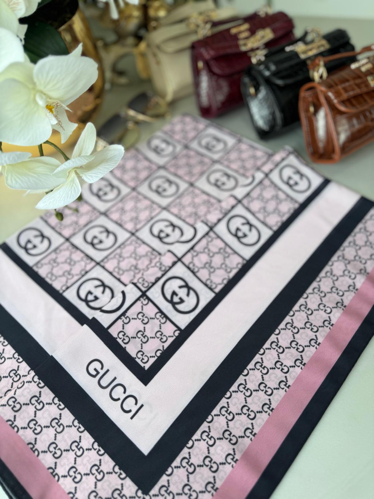 Gucci Krep İpek Eşarp 44125 - Pembe - Organic ScarfsOrganic Scarfs