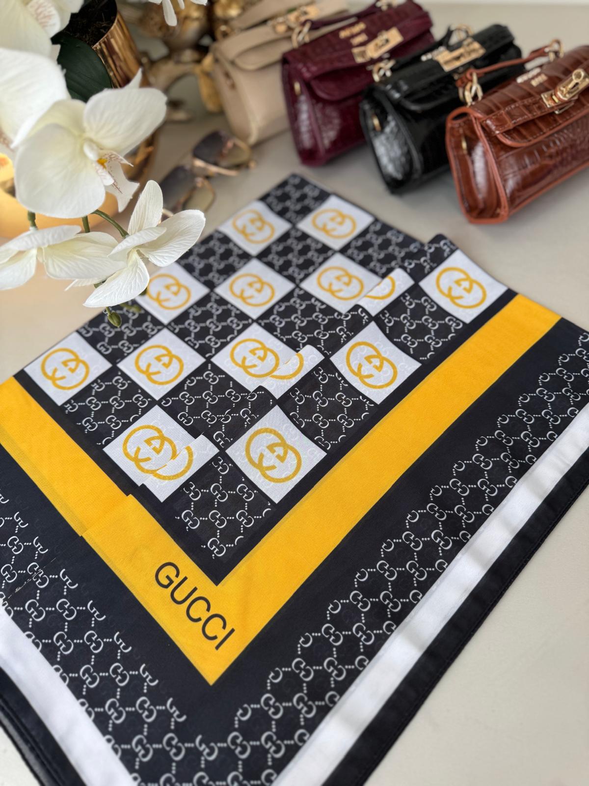Gucci Krep İpek Eşarp 44125 - Sarı - Organic ScarfsOrganic Scarfs