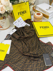 İTHAL A+ Fendi Yün İpek Çift Taraflı Marka Şal 87478 - Bordo - Organic ScarfsOrganic Scarfs