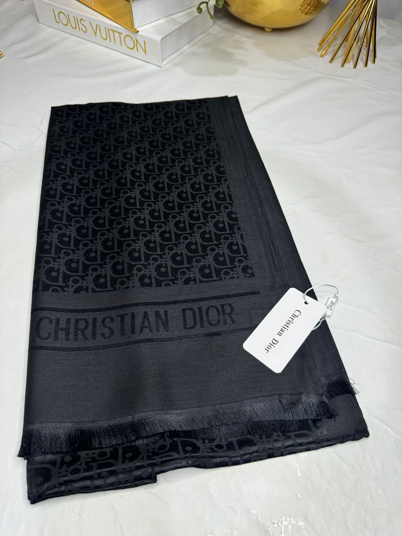 İthal Dior Kaşmir İpek Şal 49103 - Siyah - Organic ScarfsOrganic Scarfs