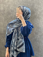 İTHAL ETRO DESEN NEW VUAL İPEK ŞAL 44344 - Gece - Organic ScarfsOrganic Scarfs