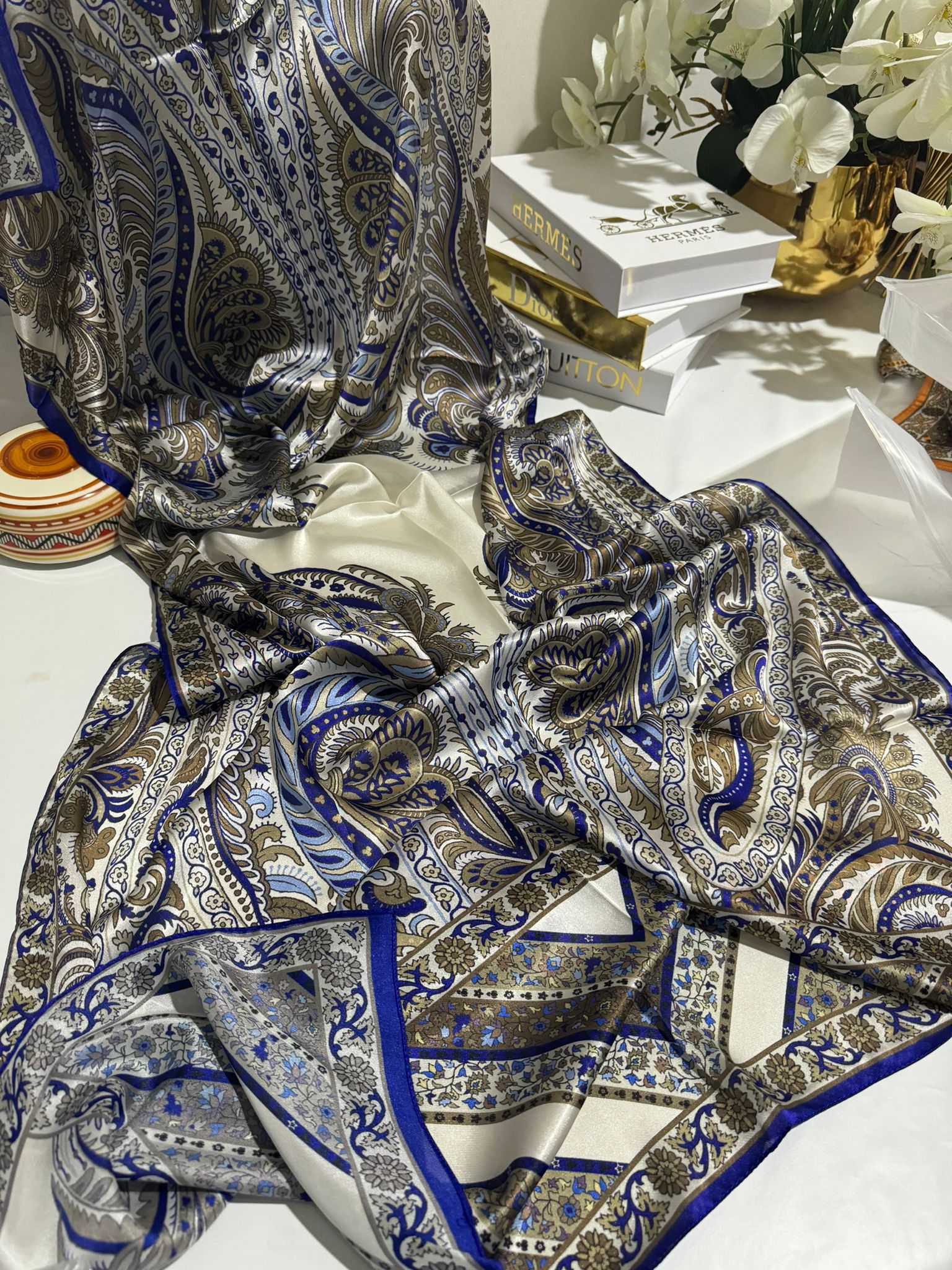 İTHAL ETRO DESEN NEW VUAL İPEK ŞAL 44344 - Saks - Organic ScarfsOrganic Scarfs