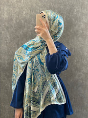 İTHAL ETRO DESEN NEW VUAL İPEK ŞAL 44344 - Turkuaz - Organic ScarfsOrganic Scarfs